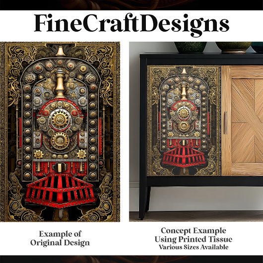 Viktorianischer Steampunk-Motor G8 Dekoupage Seidenpapier