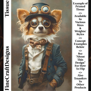 Viktorianischer Steampunk Papillon-Hund CP8 Decoup Seidenpapier