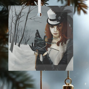 Viktorianischer Steampunk Winter Libelle Schlüssel Ornament Aus Glas