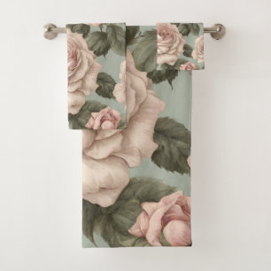 Viktorianischer Stil Country Garden Rosen Print Ha Badhandtuch Set