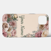 Viktorianischer Stil Creme & Rosa Blumenprint auf Case-Mate iPhone Hülle (Rückseite (Horizontal))