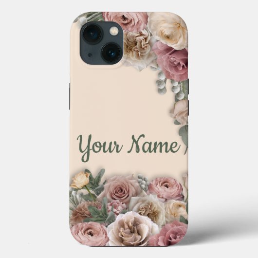 Viktorianischer Stil Creme & Rosa Blumenprint auf Case-Mate iPhone Hülle (Rückseite)