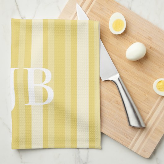 Viktorianischer Streifen mit Monogramm Geschirrtuch (Viertel Falte)