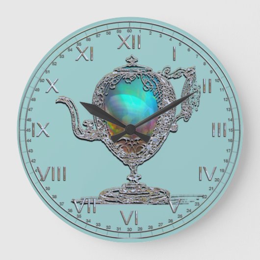 Viktorianischer Teapot Große Wanduhr (Vorderseite)