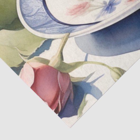 Viktorianischer Tee und Saucer Decoupage Seidenpapier (Detail)