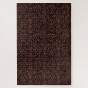 Viktorianischer Teppich Vintage-Damaskus-Braun-Mus Puzzle