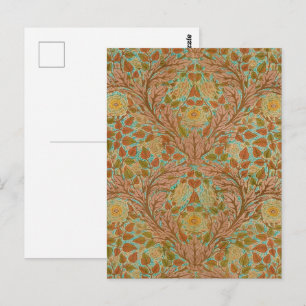 Viktorianischer Terrakotta-Rosen- und Blatt-Botani Postkarte