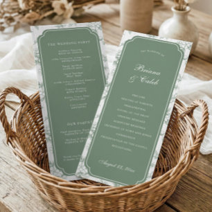 Viktorianischer Toile-Sage-Grün-Blumenrahmen-Hochz Programm