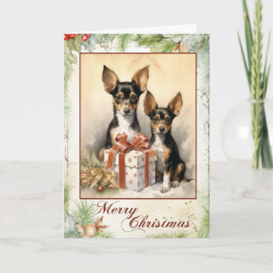 Viktorianischer Toy Fox Terrier Welpe Weihnachten