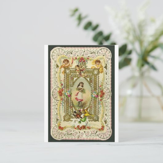 Viktorianischer Valentine Feiertagspostkarte (Stehend Vorderseite)