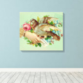 Viktorianischer Valentiner Vogel und Rose Leinwanddruck (Insitu (Holzboden))