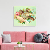 Viktorianischer Valentiner Vogel und Rose Leinwanddruck (Insitu (Wohnzimmer))