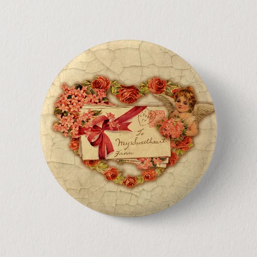 Viktorianischer Valentinstag Button (Vorderseite)