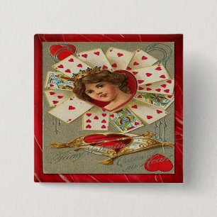 Viktorianischer Valentinstag Die Herzkönigin Button