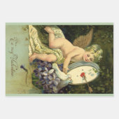 Viktorianischer Valentinstag, Vintage Engel Liebes Geschenkpapier Set (Vorderseite 3)