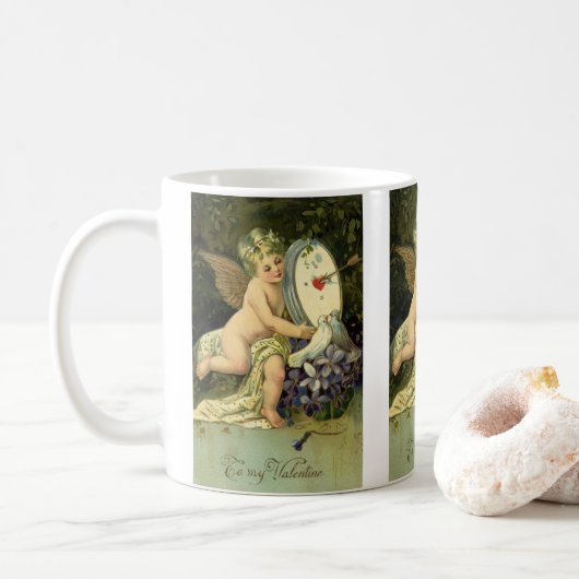 Viktorianischer Valentinstag, Vintage Engel Liebes Kaffeetasse (Mit Donut)