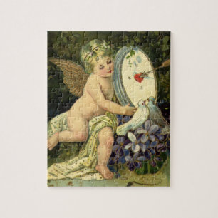 Viktorianischer Valentinstag, Vintage Engel Liebes Puzzle