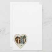 Viktorianischer Valentinstag, Vintage Engel w Lett Briefpapier (Vorne/Hinten)