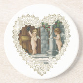 Viktorianischer Valentinstag, Vintage Engel w Lett Getränkeuntersetzer (Vorne)
