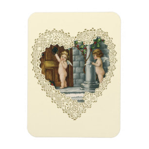Viktorianischer Valentinstag, Vintage Engel w Lett Magnet