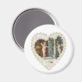 Viktorianischer Valentinstag, Vintage Engel w Lett Magnet (Vorderseite/Rückseite)