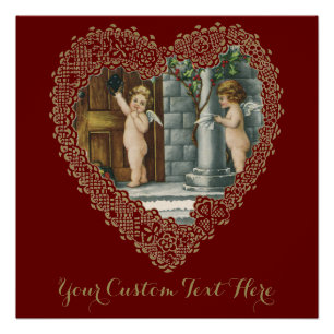 Viktorianischer Valentinstag, Vintage Engel w Lett Poster