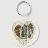 Viktorianischer Valentinstag, Vintage Engel w Lett Schlüsselanhänger (Rückseite)