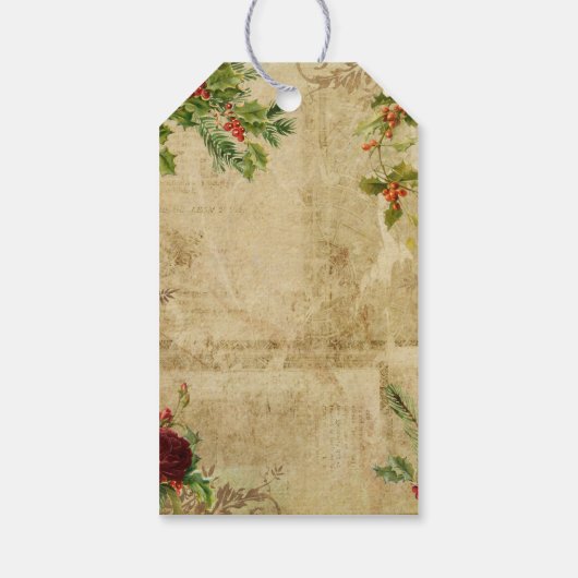 Viktorianischer Vater Weihnachten Flora Ephemera Geschenkanhänger (Rückseite)