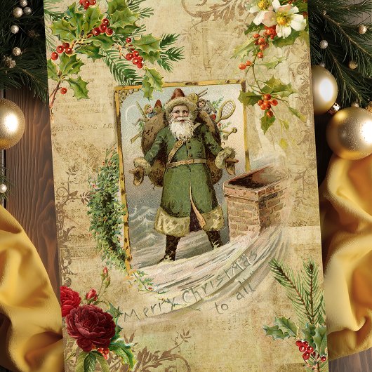 Viktorianischer Vater Weihnachten Flora Ephemera Seidenpapier