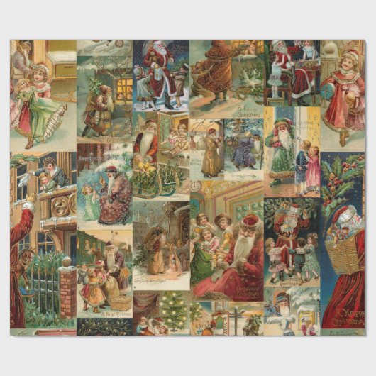 Viktorianischer Vater Weihnachten mit Kinderkollek Geschenkpapier (Flach)