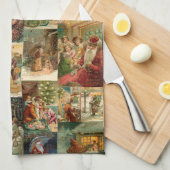 Viktorianischer Vater Weihnachten mit Kinderkollek Geschirrtuch (Viertel Falte)