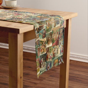 Viktorianischer Vater Weihnachten mit Kinderkollek Großer Tischläufer