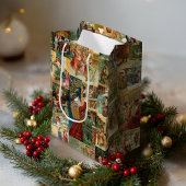 Viktorianischer Vater Weihnachten mit Kinderkollek Mittlere Geschenktüte