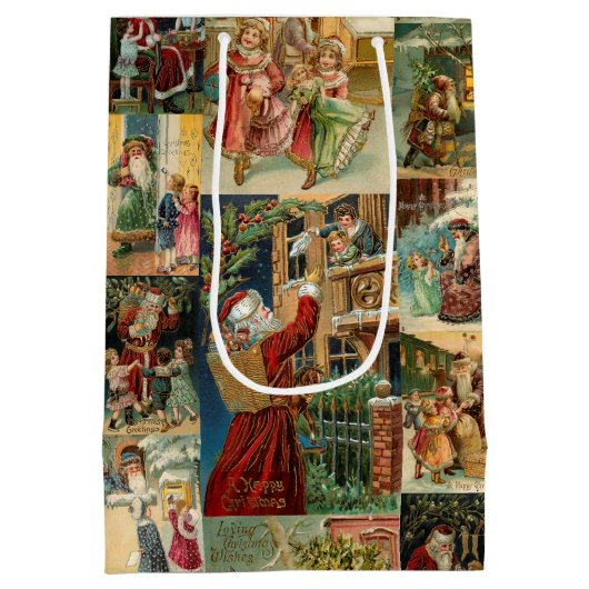 Viktorianischer Vater Weihnachten mit Kinderkollek Mittlere Geschenktüte (Rückseite)