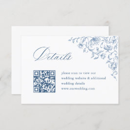 Viktorianischer Verzierter Blue Wedding QR Code De Begleitkarte