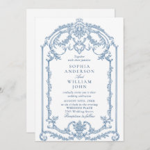 Viktorianischer Verzierter Blumendusty Blue QR Cod