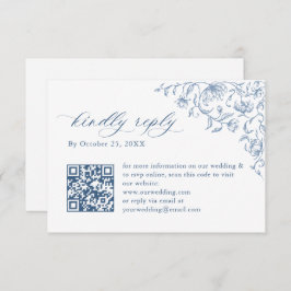 Viktorianischer Verzierter Blumendusty Blue Weddin RSVP Karte