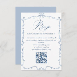 Viktorianischer Verzierter Blumendusty Blue Weddin RSVP Karte