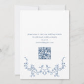 Viktorianischer Verzierter Blumendusty Blue Weddin Save The Date (Rückseite)