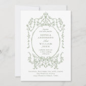 Viktorianischer Verzierter Blumenkohl-Grüne QR-Cod Einladung (Vorderseite)