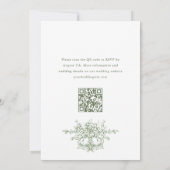 Viktorianischer Verzierter Blumenkohl-Grüne QR-Cod Einladung (Rückseite)