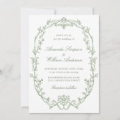 Viktorianischer Verzierter Blumenkohl-Grüne QR-Cod Einladung (Vorderseite)