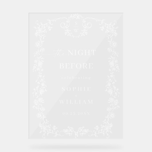 Viktorianischer Verzierter blumenregeneraler Empfa Acrylschild (Vorderseite)