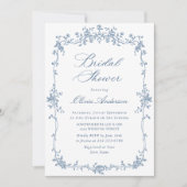 Viktorianischer Verzierter Dusty Blue Brautparty Q Einladung (Vorderseite)