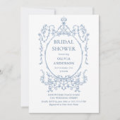 Viktorianischer Verzierter Dusty Blue Brautparty Q Einladung (Vorderseite)