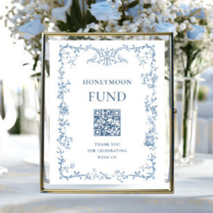 Viktorianischer Verzierter Dusty Blue Honeymoon Fu Poster