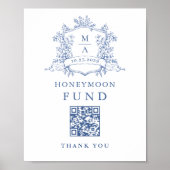 Viktorianischer Verzierter Dusty Blue Honeymoon Fu Poster (Vorne)