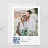 Viktorianischer Verzierter Grace Blue Floral QR Co Save The Date (Rückseite)