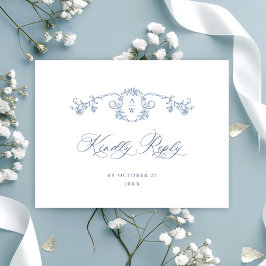 Viktorianischer Verzierter Grace Floral Blue Weddi Postkarte