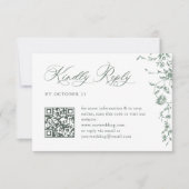 Viktorianischer Verzierter Grace Floral Sage QR Co RSVP Karte (Vorderseite)